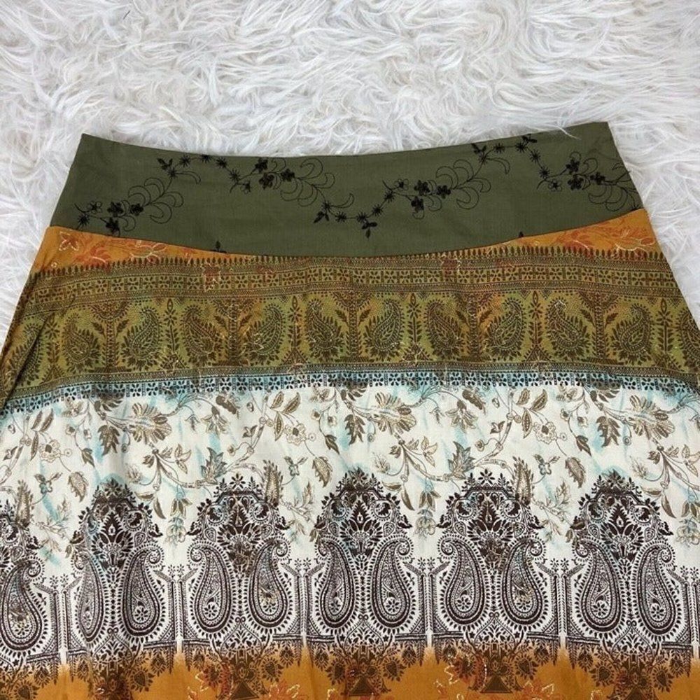 Lucy Lucy Love Vintage Y2K Paisley Ombré Handkerchief Midi Skirt Large Cotton - Picture 4 of 12